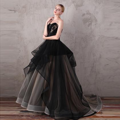 Black Women Luxury Sleeveless Ball Gown Dress