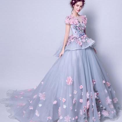T197 Women Luxury Lace Exclusive Ball Gown Dress