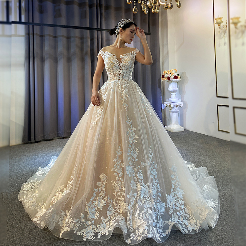 T19 Ivory Women Luxury Beautiful Ball Gown Backless Wedding Dresses
