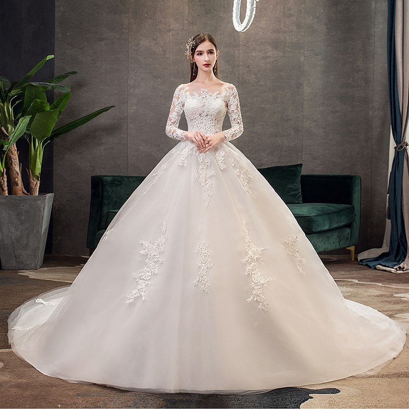 T42 Muslin Women Luxury Lace Ball Gown Wedding Dresses