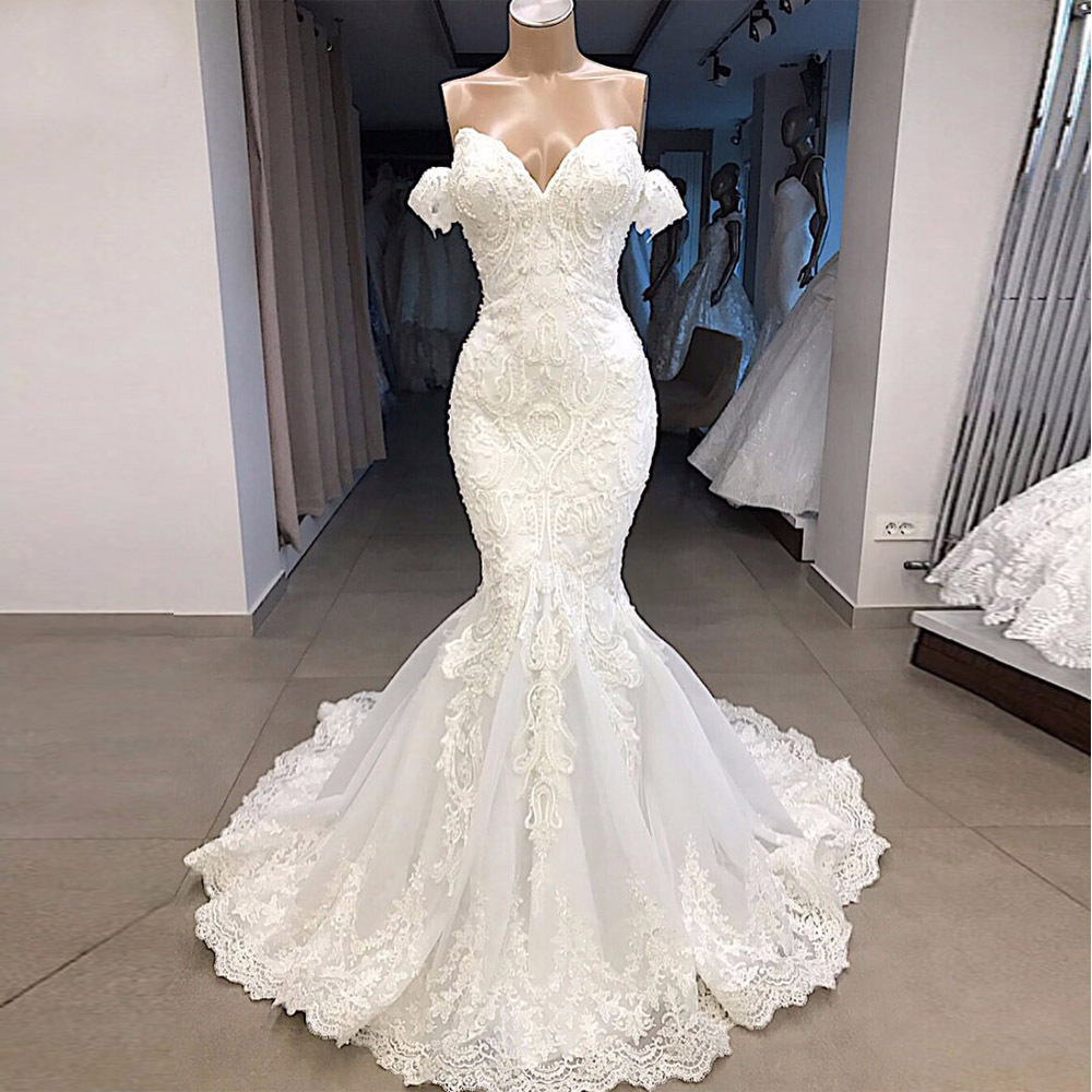 T39 Women Luxury Fishtail Beautiful Ball Gown Wedding Dresses
