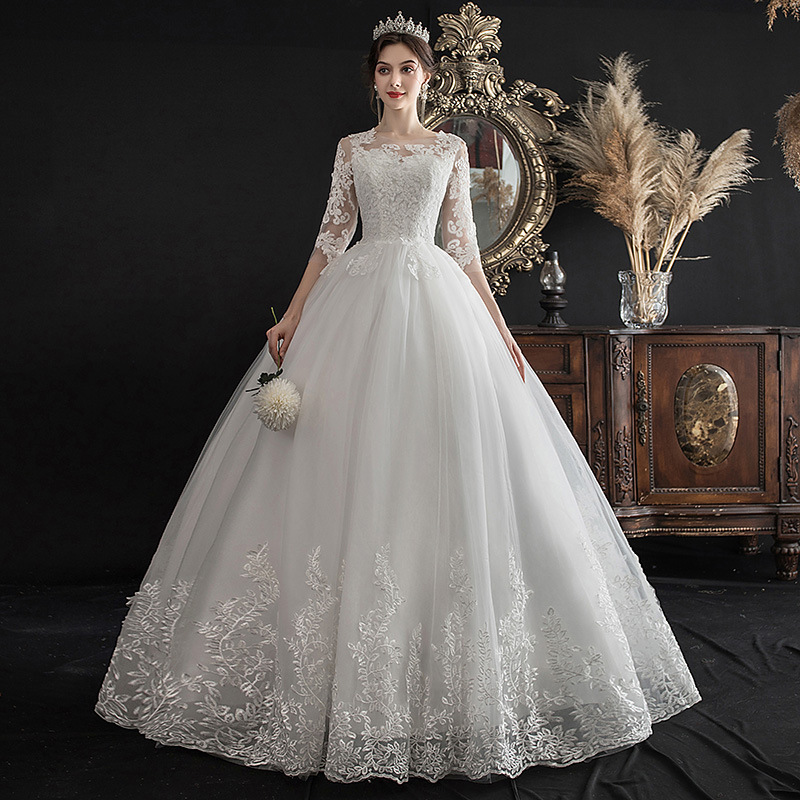 T28 White Lace Women Luxury Beautiful Ball Gown Wedding Dresses