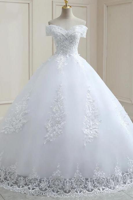 T23 White Women Luxury Beautiful V-Neck Ball Gown Wedding Dresses