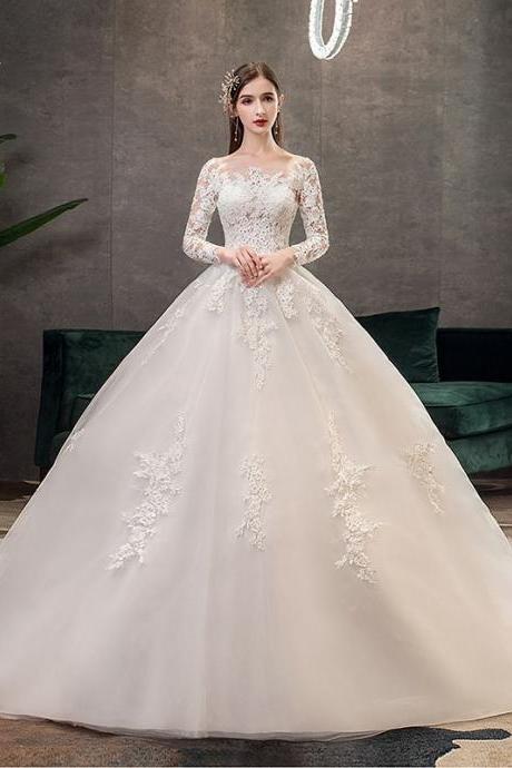 T42 Muslin Women Luxury Lace Ball Gown Wedding Dresses